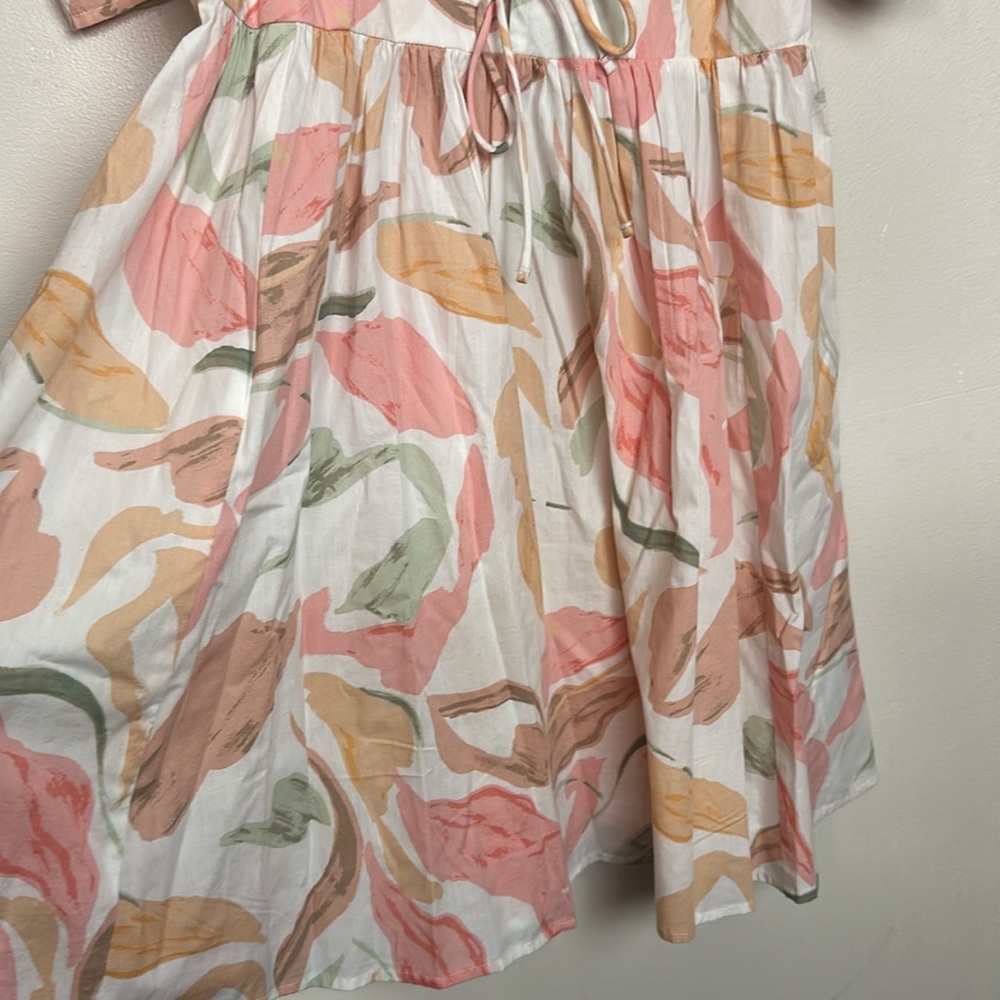 Abercrombie & Fitch Floral Poplin Keyhole Babydoll Tie Puff Sleeve Mini Dress - Picture 8 of 13